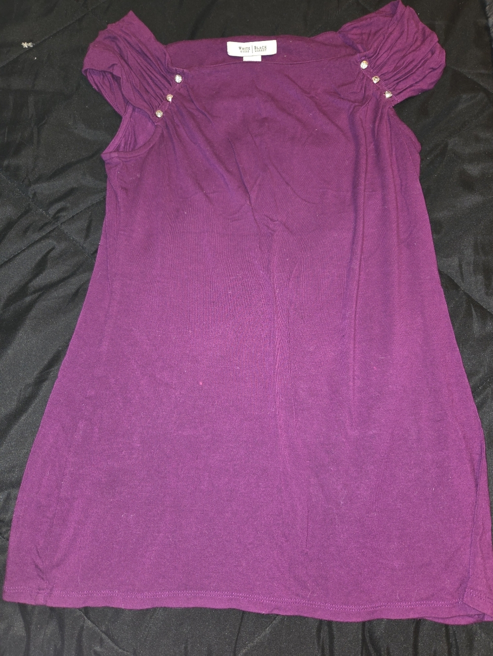 White House Black Market Plum Short Sleeve Knit Tunic